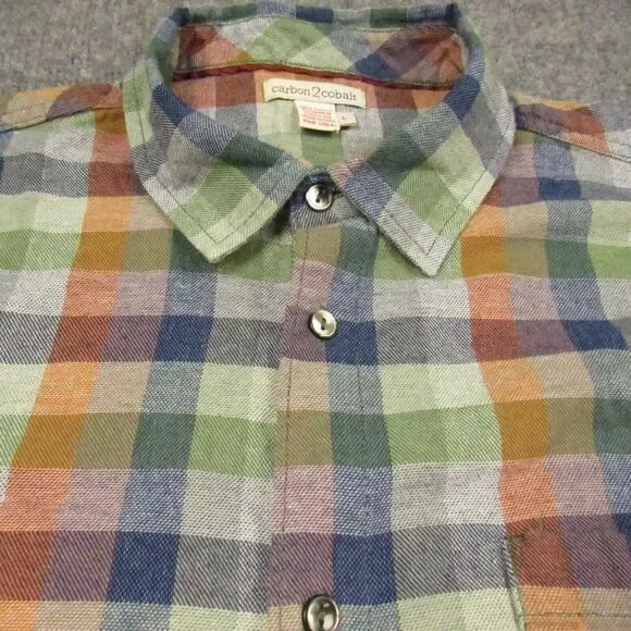Carbon2Cobalt Shirt Mens Large Check Plaid Unbrushed Flannel Effortlessly Cool - Picture 11 of 14
